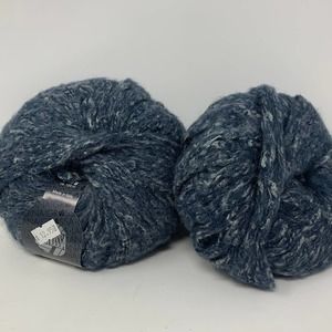 NEW LANA GROSSA Italy Merino Wool Alpaca Silk Polyamide 2 Skeins Blue/Gray